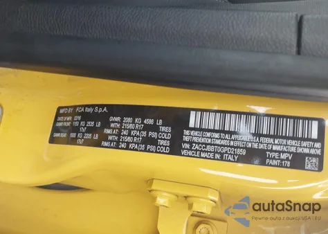 2016 Jeep Renegade Latitude из США, поврежденный, VIN ZACCJBBT0GPD21859